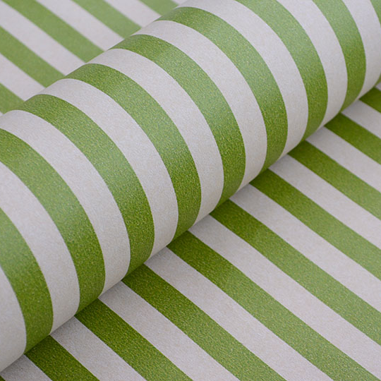 Regular Stripe Gift Wrap - Olive/White on Kraft
