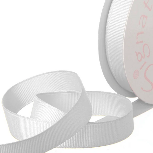 Grosgrain Plain Ribbon (15mm) - White