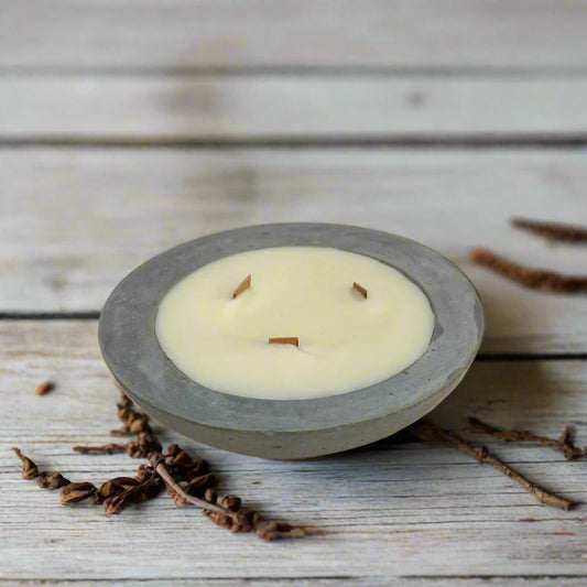 Round Concrete Candle - Sandalwood & Patchouli