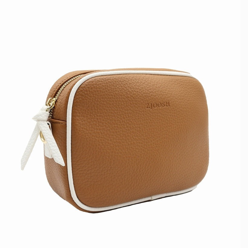 Ruby Sports Cross Body Bag Dual Tone – Tan White