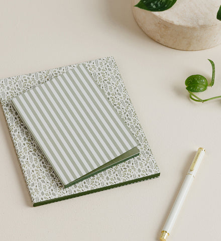 Petite Notebook - Sage Stripe