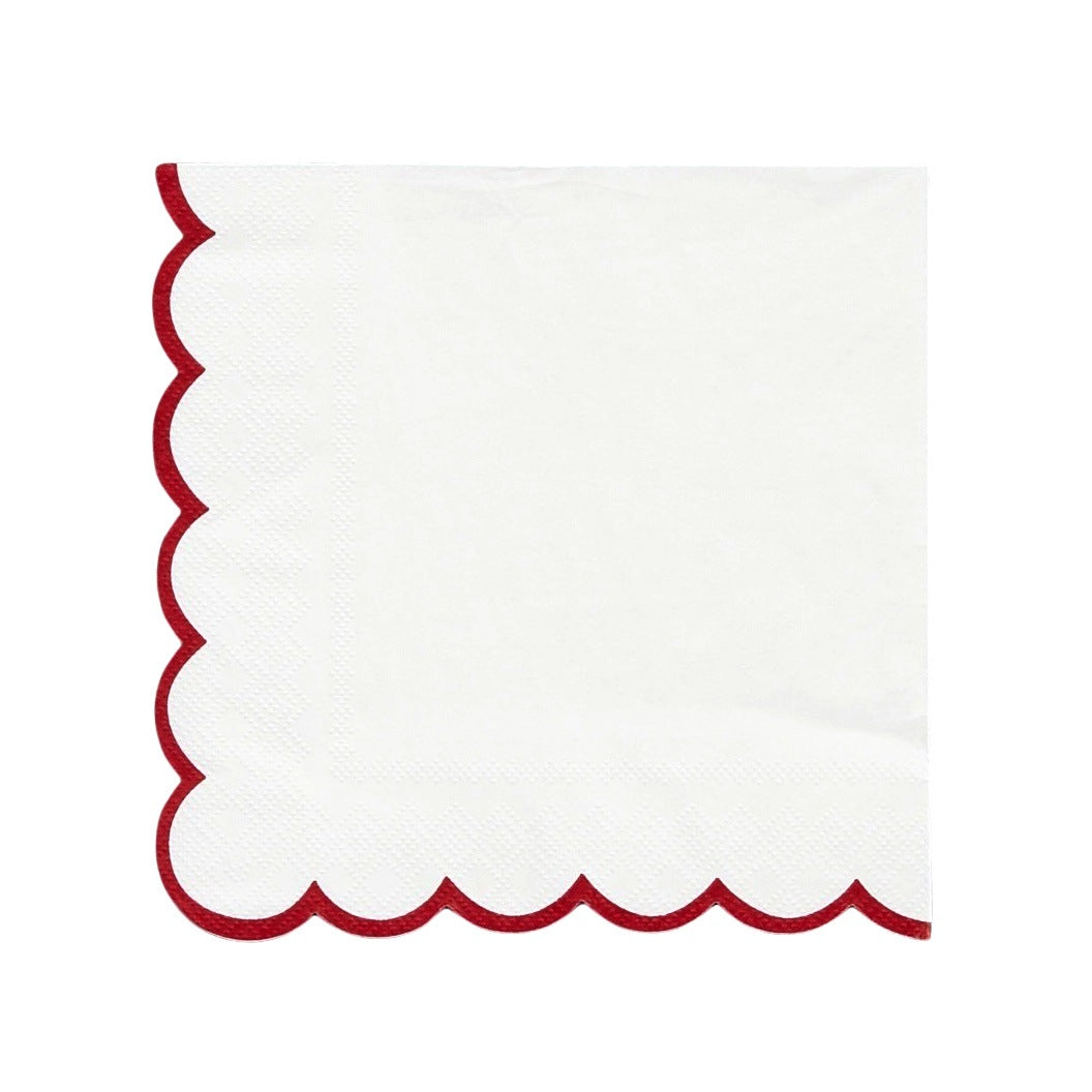Scalloped Napkin Set (20 Pack) - Red/White