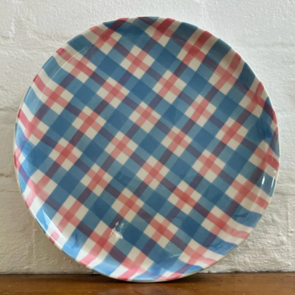 Gingham Platter - Blue/Pink