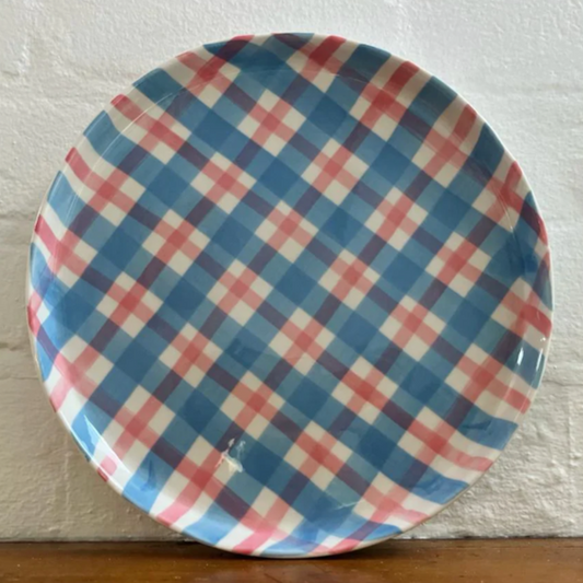 Gingham Platter - Blue/Pink