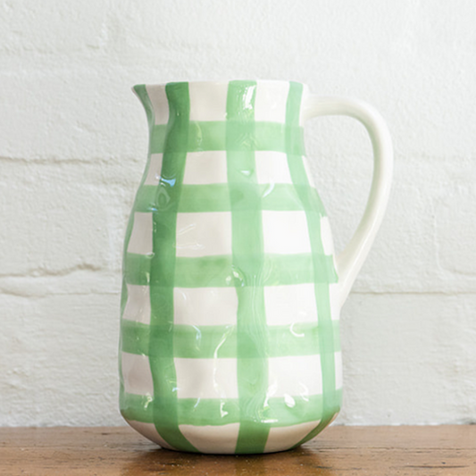 Large Gingham Jug - Mint Green