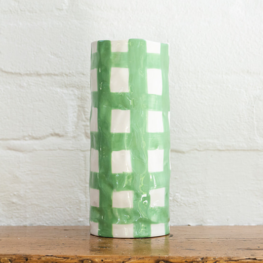 Medium Gingham Vase - Green