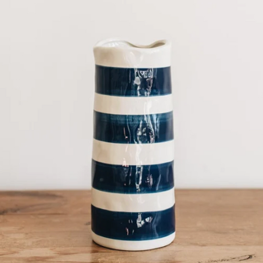 Medium Horizontal Stripe Vase - Navy