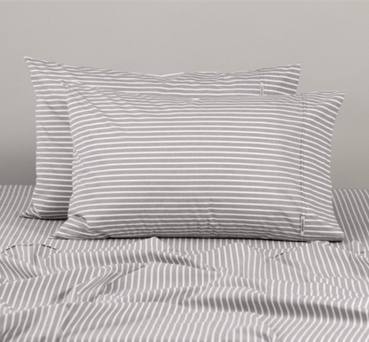 Modella Oxford Stripe Sheet Set (Double) - Grey