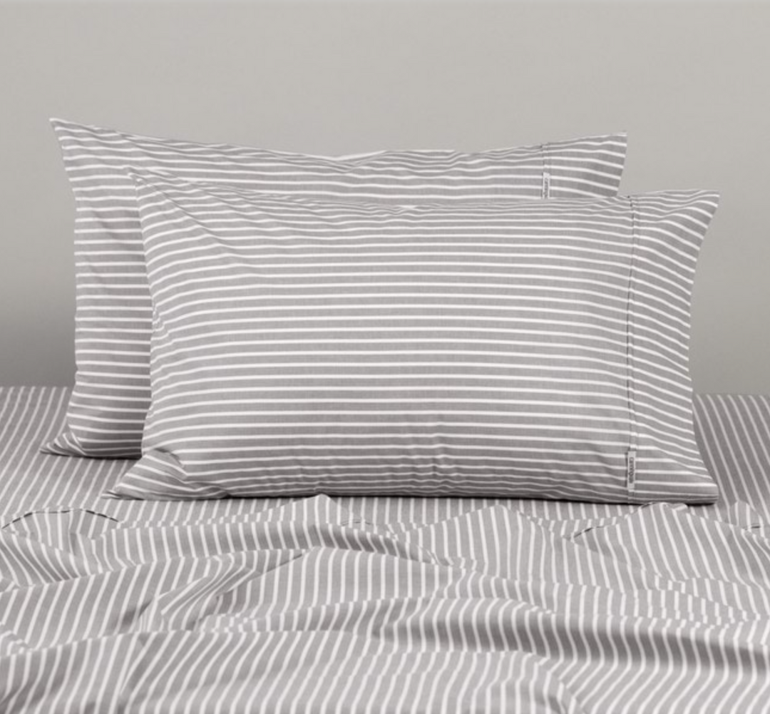 Modella Oxford Stripe Sheet Set (Super King) - Grey
