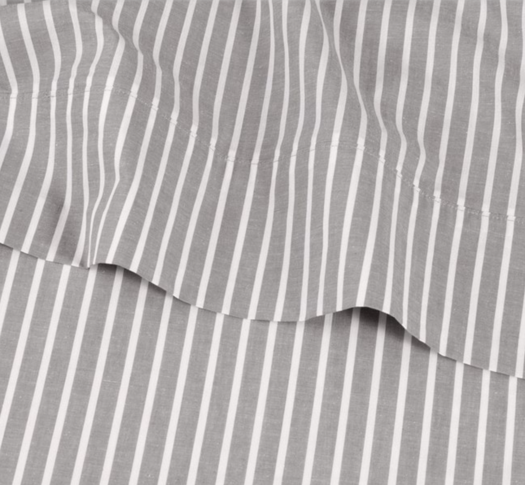 Modella Oxford Stripe Sheet Set (Double) - Grey