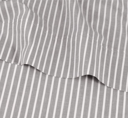 Modella Oxford Stripe Sheet Set (Super King) - Grey