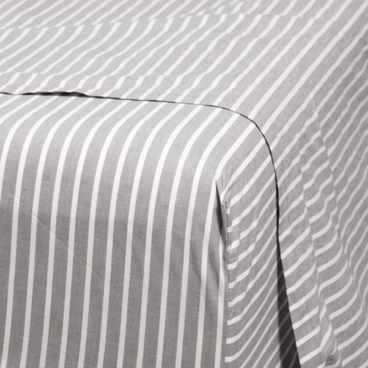 Modella Oxford Stripe Sheet Set (Single) - Grey