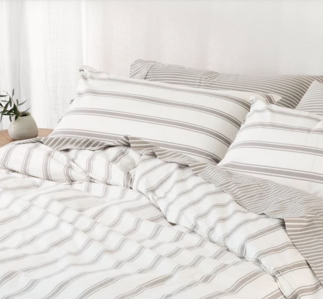 Modella Oxford Stripe Sheet Set (Super King) - Grey