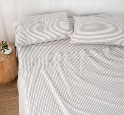 Modella Oxford Stripe Sheet Set (Single) - Grey