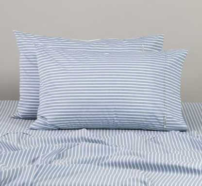 Modella Oxford Stripe Sheet Set (Double) - Chambray