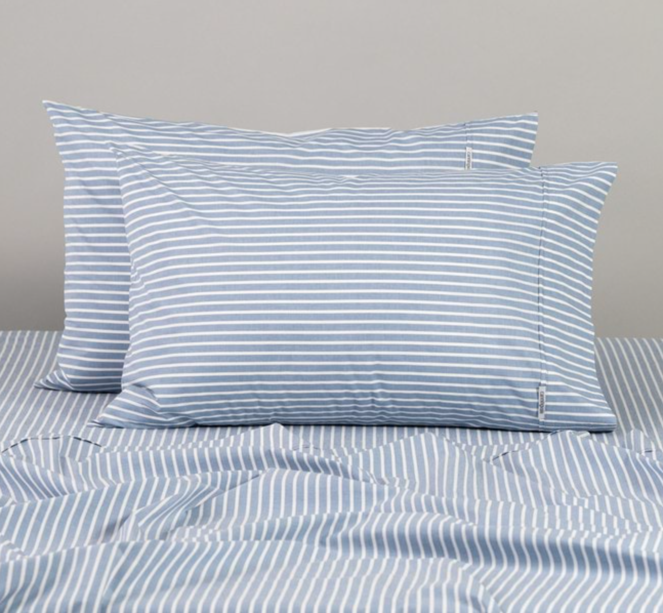 Modella Oxford Stripe Sheet Set (Super King) - Chambray