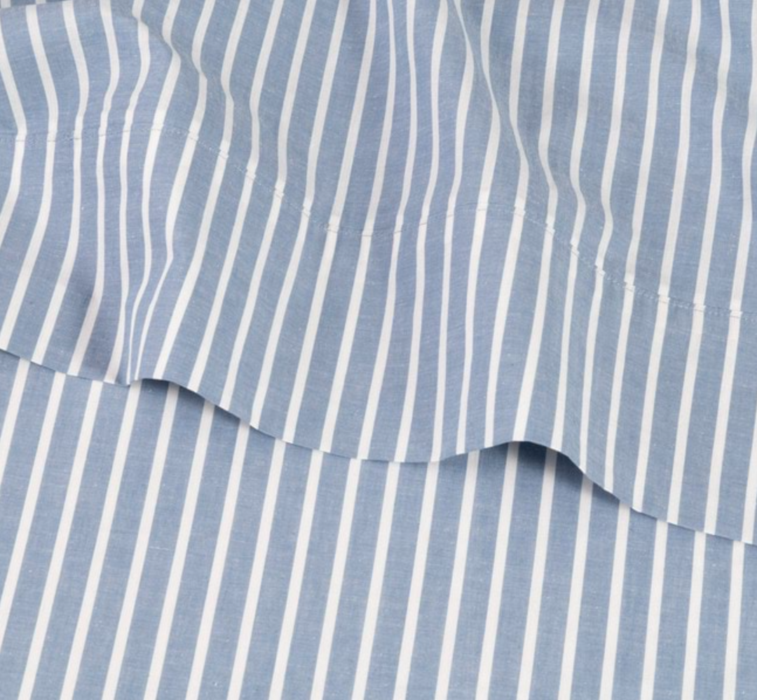 Modella Oxford Stripe Sheet Set (Single) - Chambray
