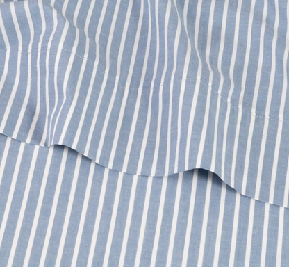Modella Oxford Stripe Sheet Set (Single) - Chambray