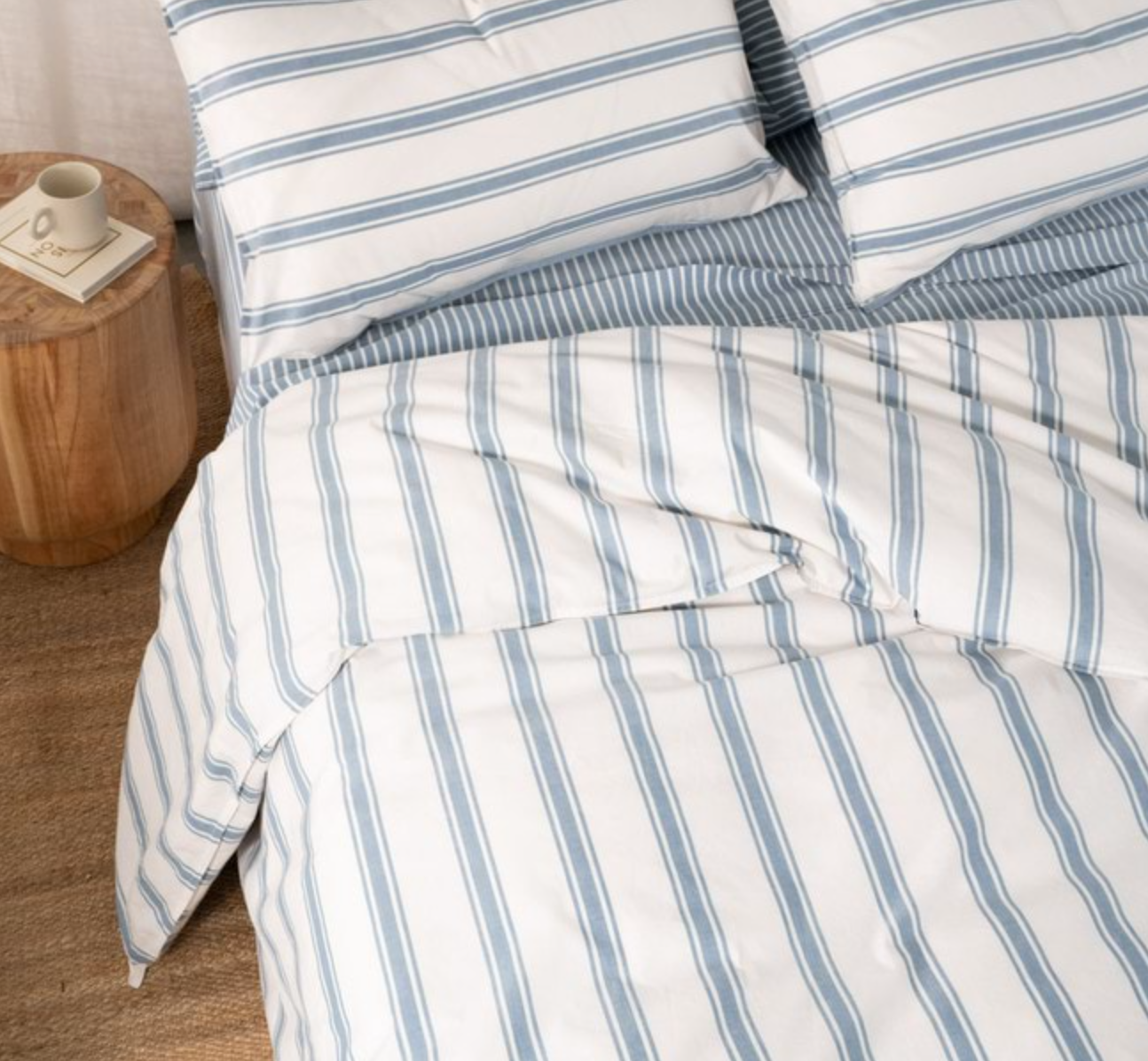 Modella Oxford Stripe Sheet Set (Super King) - Chambray