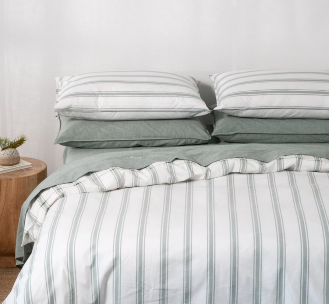 Modella Resort Stripe Quilt Cover Set (Single) - Gum