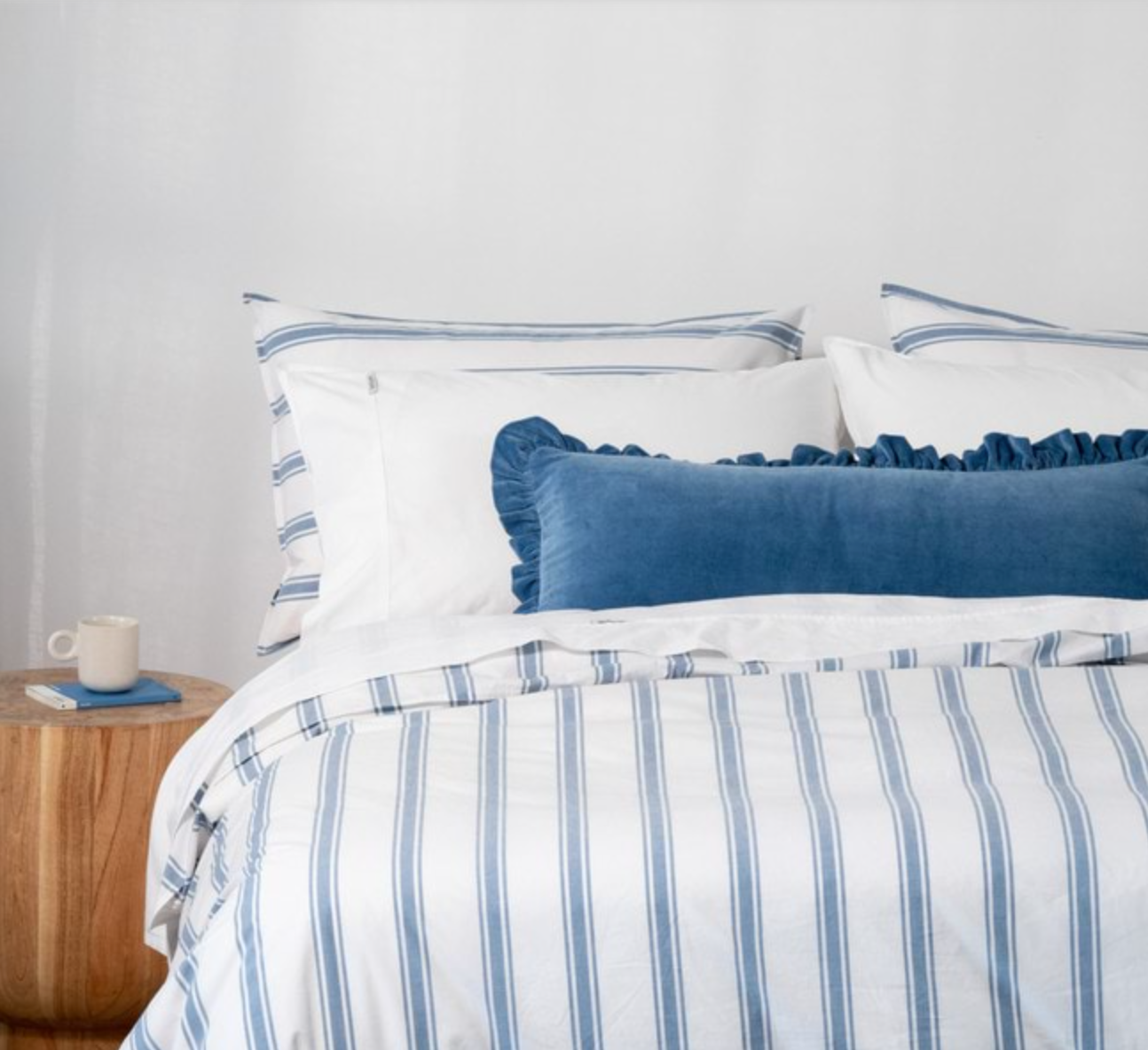Modella Resort Stripe Quilt Cover Set (Super King) - Chambray