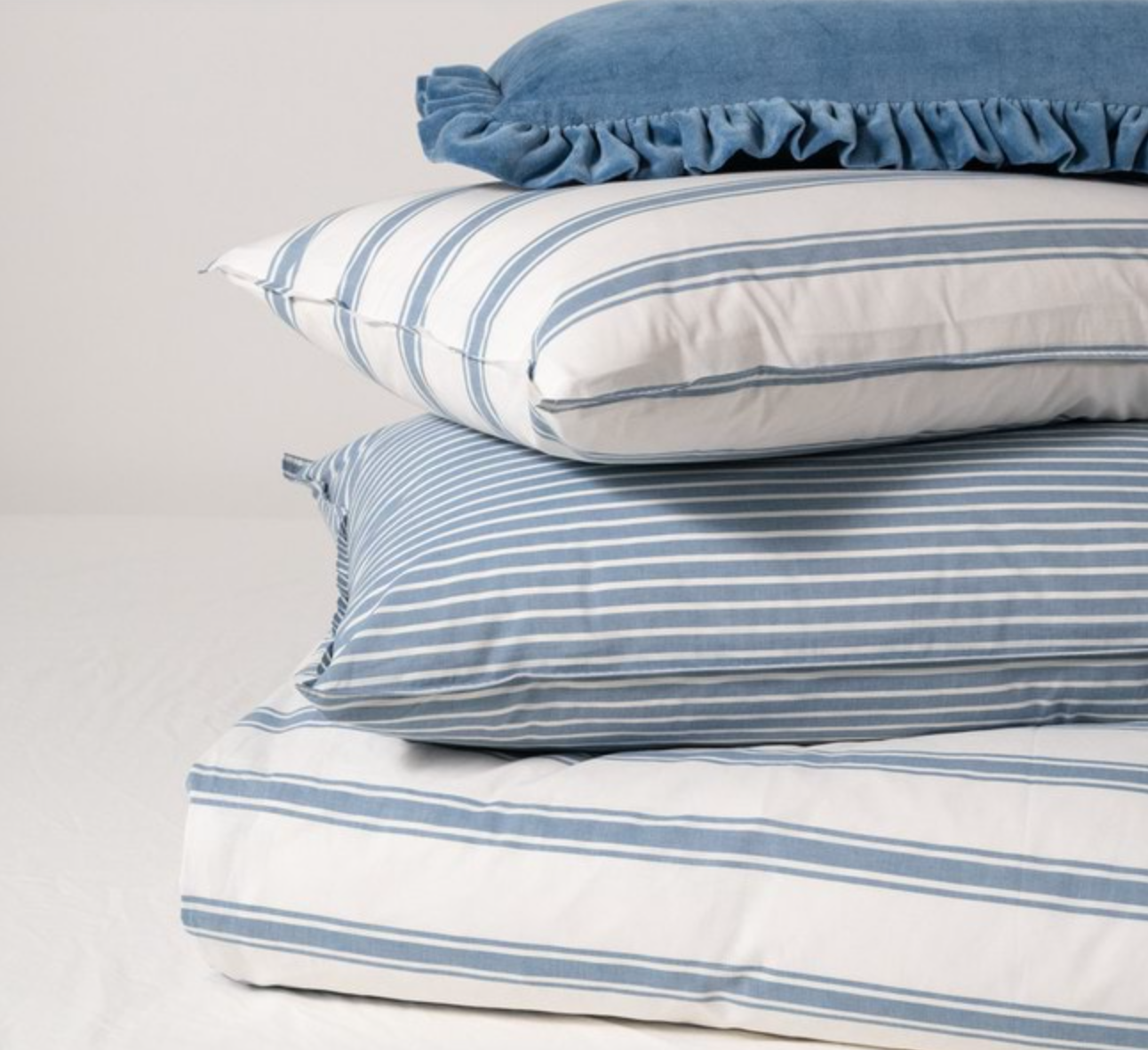 Modella Resort Stripe Quilt Cover Set (Double) - Chambray