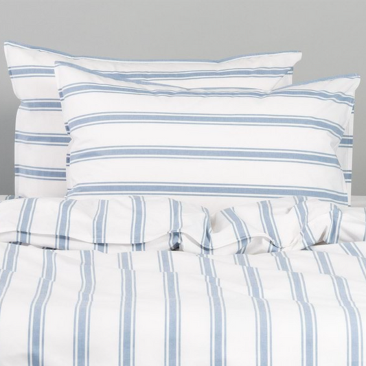 Modella Resort Stripe Quilt Cover Set (King) - Chambray