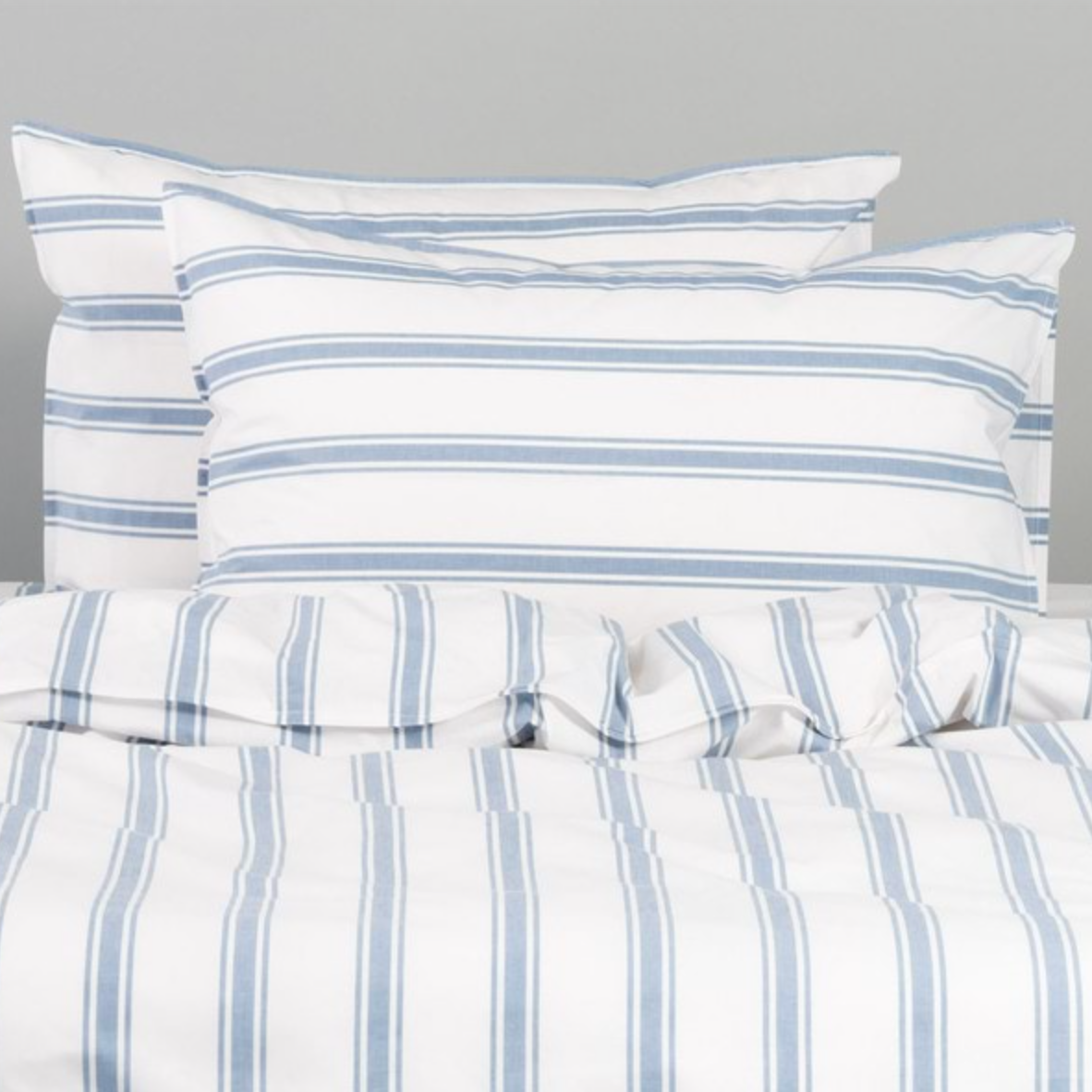 Modella Resort Stripe Quilt Cover Set (Double) - Chambray