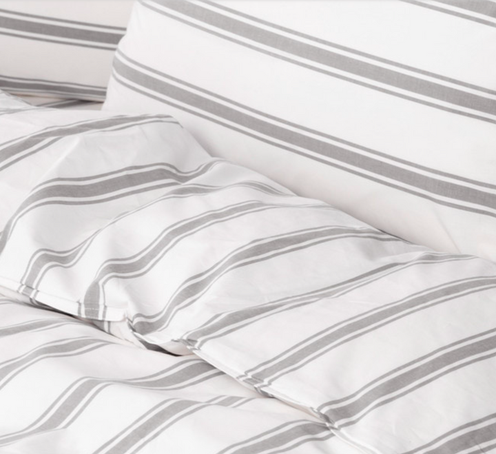 Modella Resort Stripe Quilt Cover Set (Double) - Grey