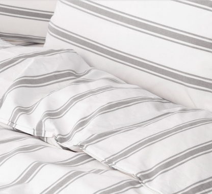Modella Resort Stripe Quilt Cover Set (Queen) - Grey