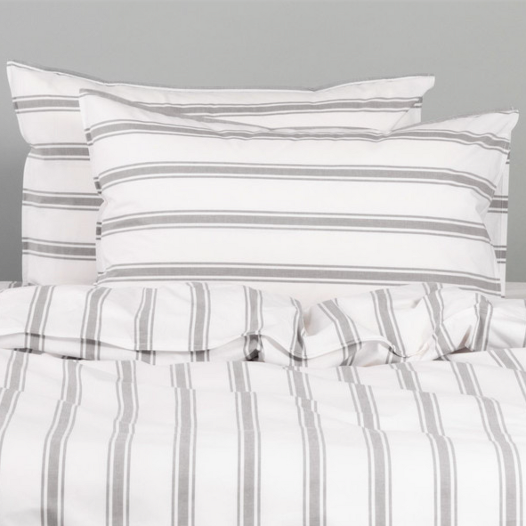 Modella Resort Stripe Quilt Cover Set (Single) - Grey