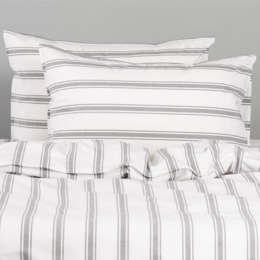 Modella Resort Stripe Quilt Cover Set (Super King) - Grey