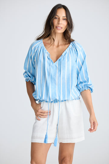 Seaside Top - Jaali Stripe