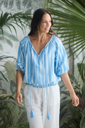 Seaside Top - Jaali Stripe