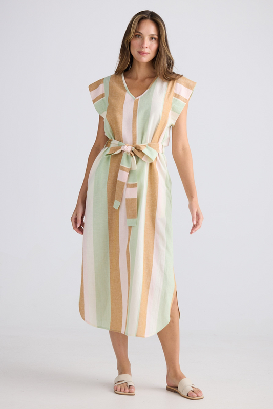 Sebou Dress - Melon Field Stripe