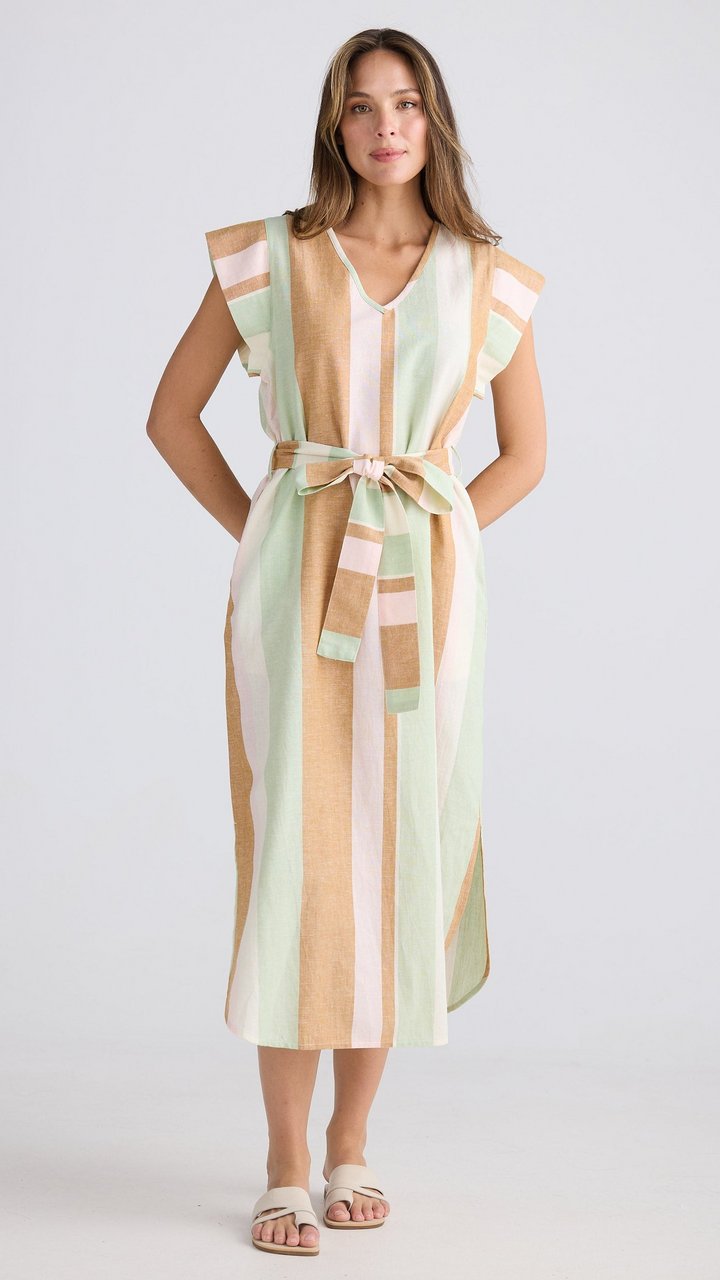 Sebou Dress - Melon Field Stripe