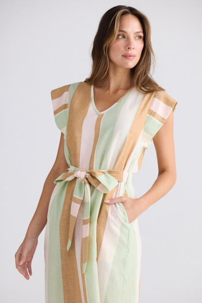 Sebou Dress - Melon Field Stripe
