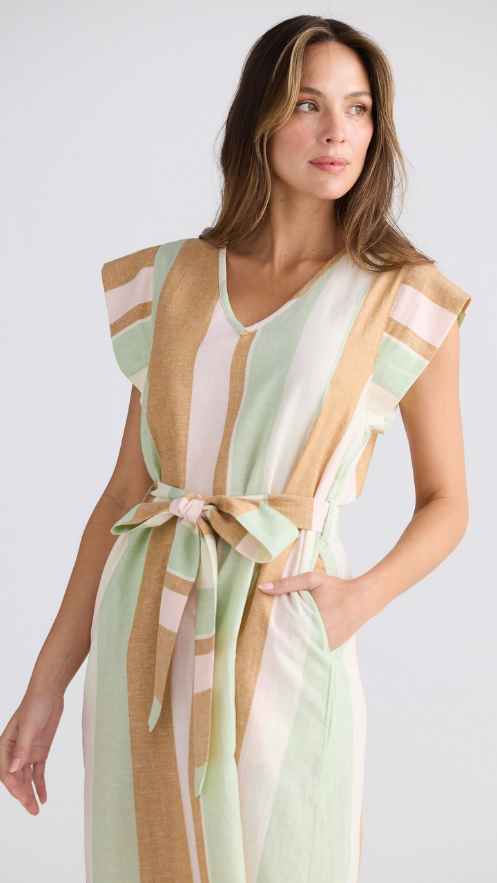 Sebou Dress - Melon Field Stripe