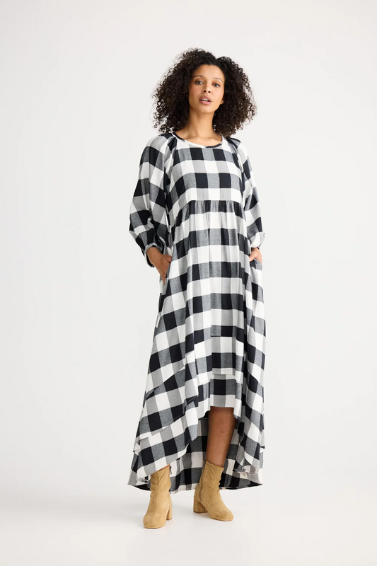 Sela Dress - Black & White Check