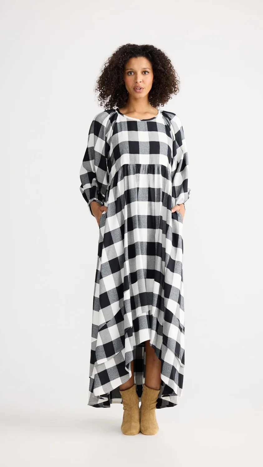 Sela Dress - Black &amp; White Check