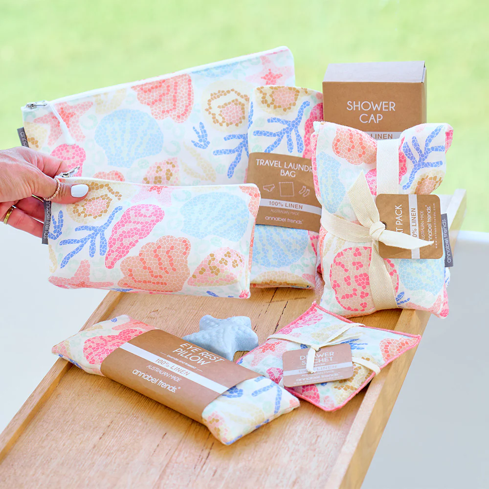 Large Linen Cosmetic Bag - Shelly Beach