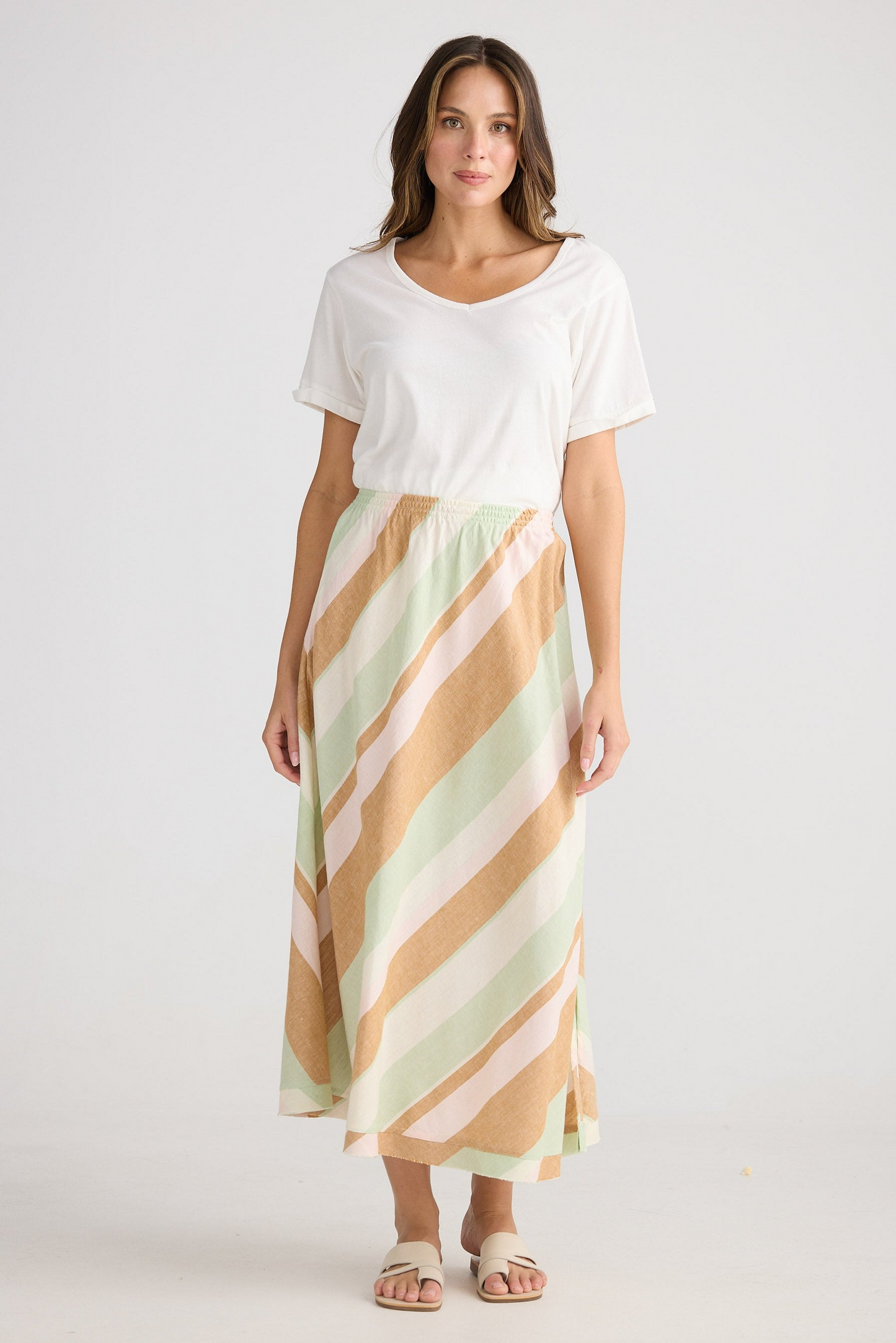 Sicily Skirt - Melon Field Stripe
