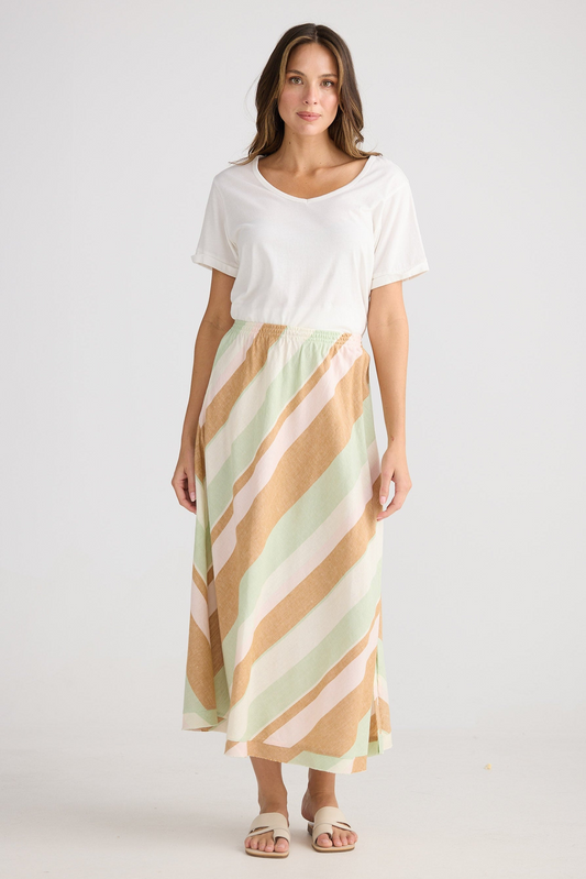 Sicily Skirt - Melon Field Stripe