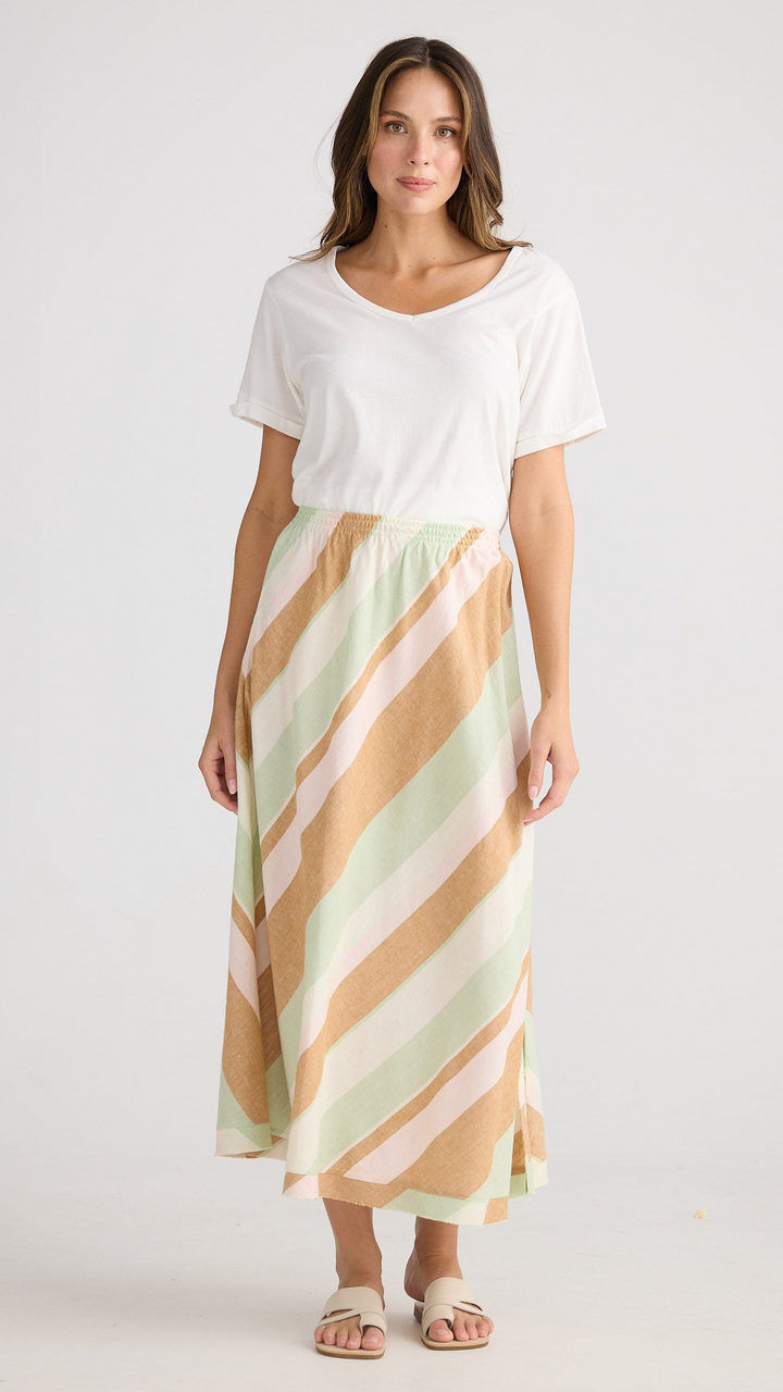 Sicily Skirt - Melon Field Stripe