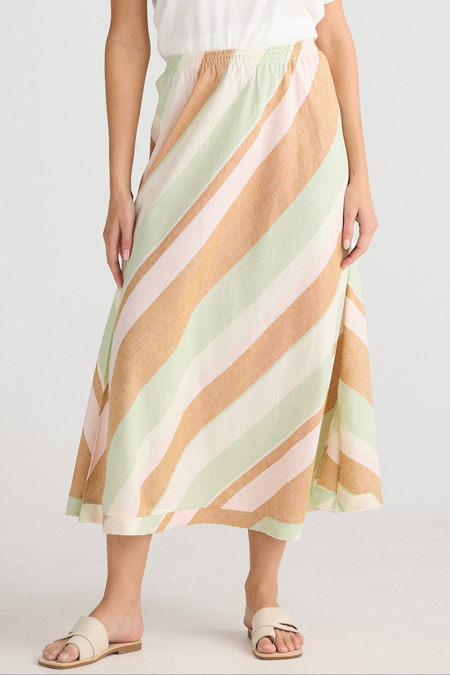 Sicily Skirt - Melon Field Stripe