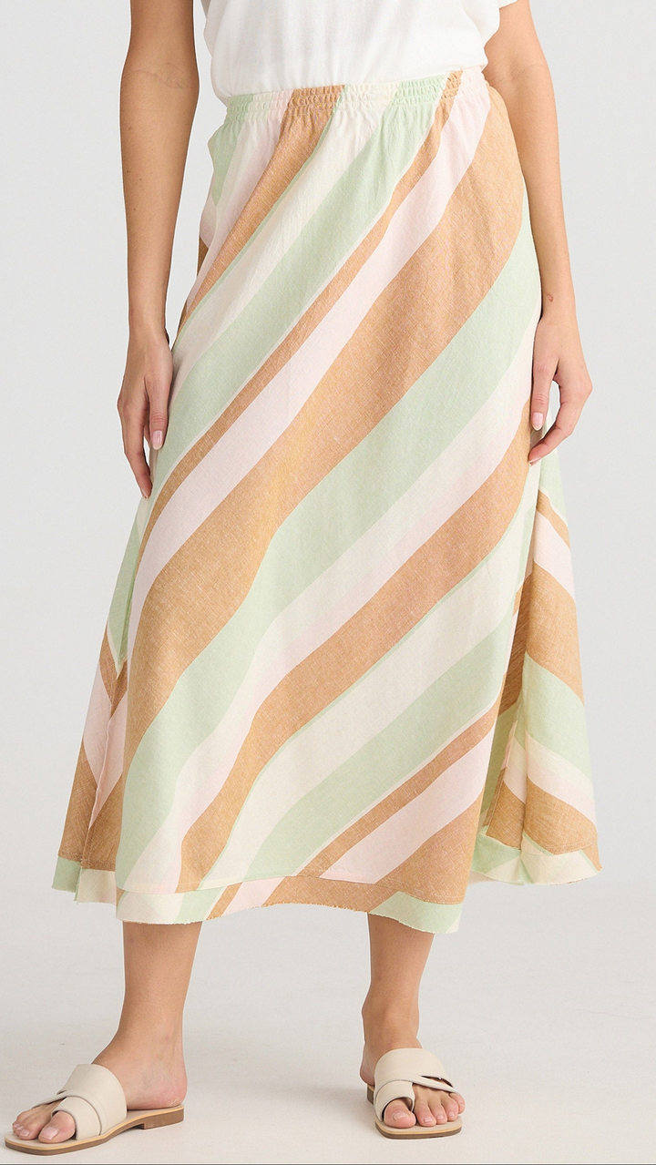 Sicily Skirt - Melon Field Stripe