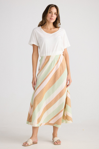 Sicily Skirt - Melon Field Stripe
