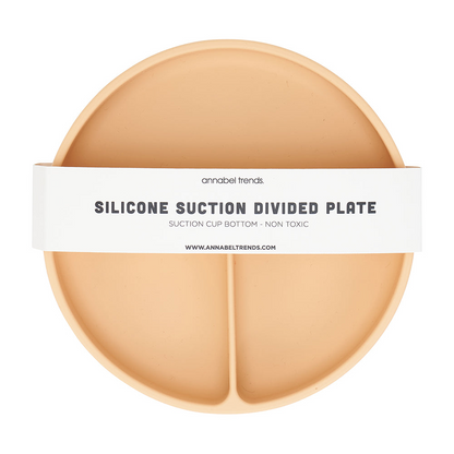 Silicone Suction Divided Plate - Caramel