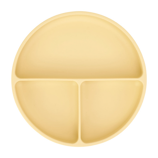 Silicone Suction Divided Plate - Lemon
