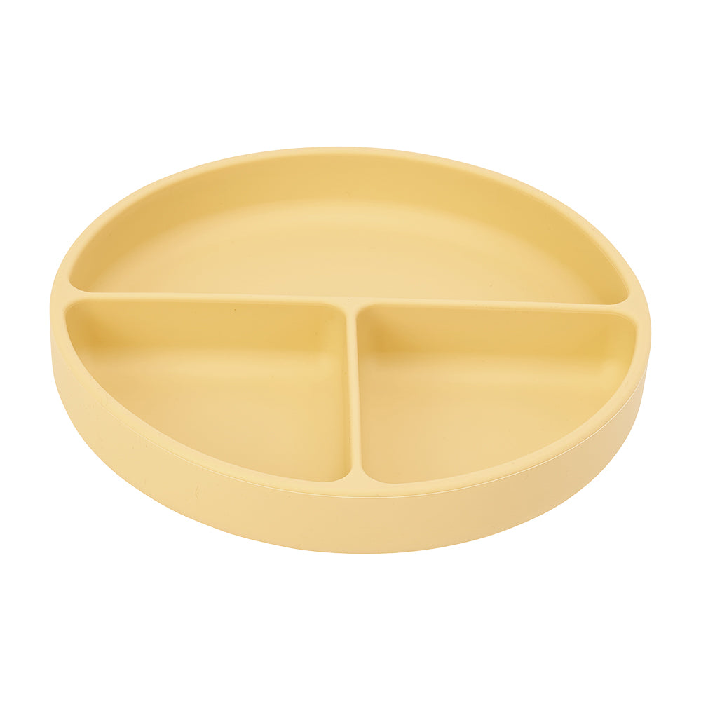 Silicone Suction Divided Plate - Lemon
